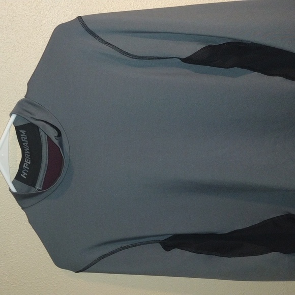 Nike Pro Combat Hyperwarm Dri-Fit Gray and Black Mock Neck Shirt L - Picture 2 of 8